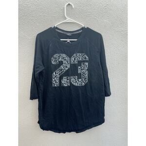 Jordan Womens Top Size Large Black 3/4 Sleeve Camo 23 Graphic Logo Air Jordan